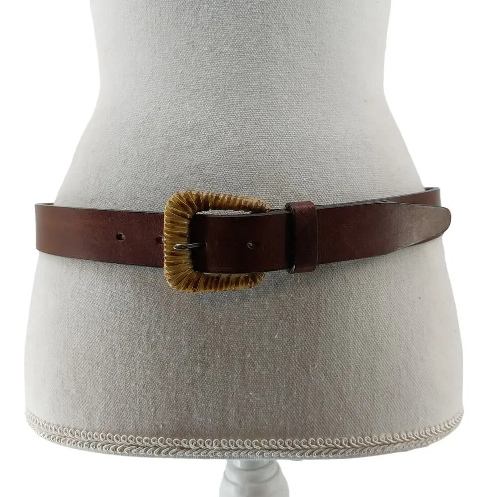 Talbots Italian Saddle Leather Belt Brown Wicker L